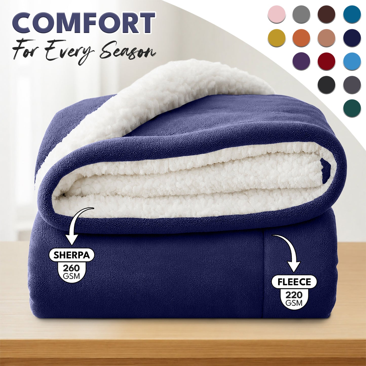 Luxurious Flannel Sherpa Throw Blanket – Ultra Soft & Warm Throw Sherpa Fleece, Comfort & Cozy Blanket for Better Sleep, Perfect for Bedroom & Guest Room Double Layer Thickened Blanket Decor Sofa Bed Blankets