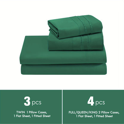 ClevaHome Light Luxury Breathable Sheet Set - 3/4pcs Deep Pockets Cooling Soft Bedding, Fade-Resistant Deep Pockets, All-Season Comfort, Ideal for Dorms, Guest Rooms Everyday Use Twin Full Queen King Sheet