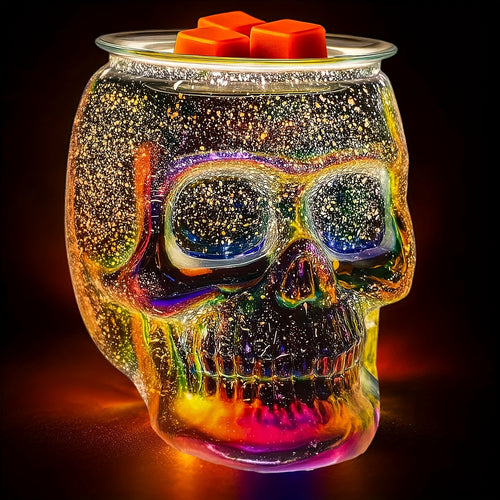 3D Glass Skull Electric Wax Melting Heater, Equipped with PTC Plate, Wax Burner Melter, Aromatic Heater, Suitable for Home Gifts, Ideal Holiday Gifts, Bulb Not Included