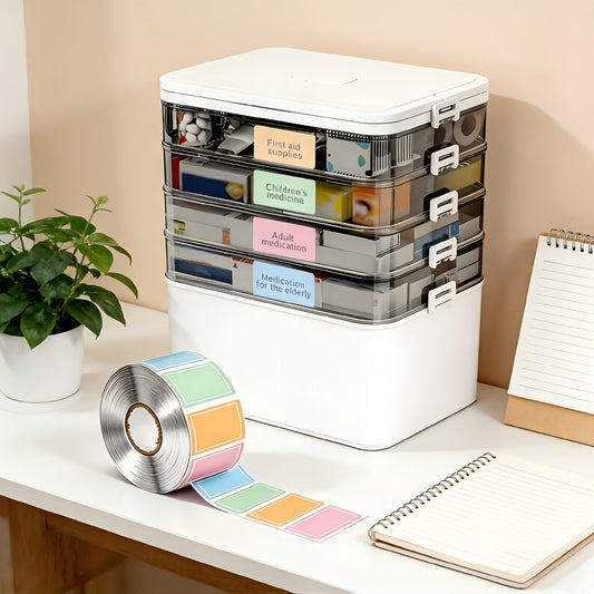 Large Capacity Multi-layer Stackable Storage Box with Lids- 5-Tier with Handle, Essential for Home And Travel, Transparent Storage Box - Easy to Clean, for Pill Box Organization, Office Supplies, Sewing Supplies, Bathroom Supplies Storage Box