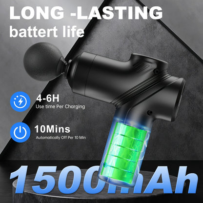 Massage Gun Deep Tissue Percussion Massager – Portable Handheld Electric Body Massager with 4/8 Heads & 6 Speed Settings for Muscle Relaxation & Post-Workout Recovery