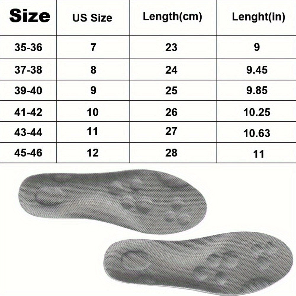 Memory Foam Insoles 3 Pairs - 4D High Elasticity Shoe Inserts for Men and Women, Breathable Comfort Insoles for Work, Sports, Walking, Standing All Day