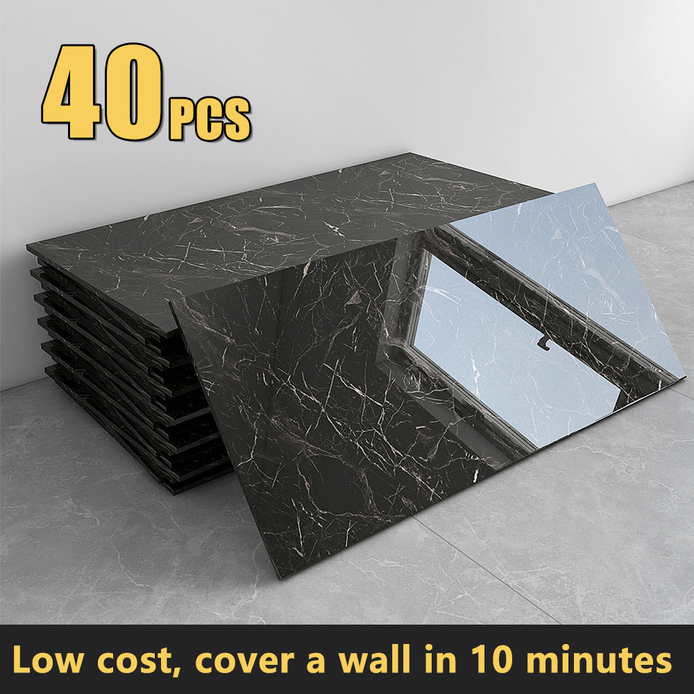 20/40-Pack Peel & Stick Marble Tiles Wall Panels Set - Self-Adhesive Waterproof Removable Wall Sticker for Kitchen Backsplash, Bathroom, Living Room, Office Home Decor. Easy Install (23.62"x11.81")