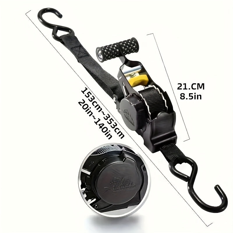 Self-Retracting Tie Down Straps 10 Feet Heavy Duty Ratchet Cargo Straps – Auto Retract for Truck Trailer Motorcycle Moving & Appliances, 1pc or 2pc Pack