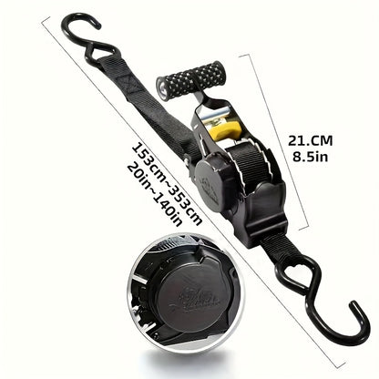 Self-Retracting Tie Down Straps 10 Feet Heavy Duty Ratchet Cargo Straps – Auto Retract for Truck Trailer Motorcycle Moving & Appliances, 1pc or 2pc Pack