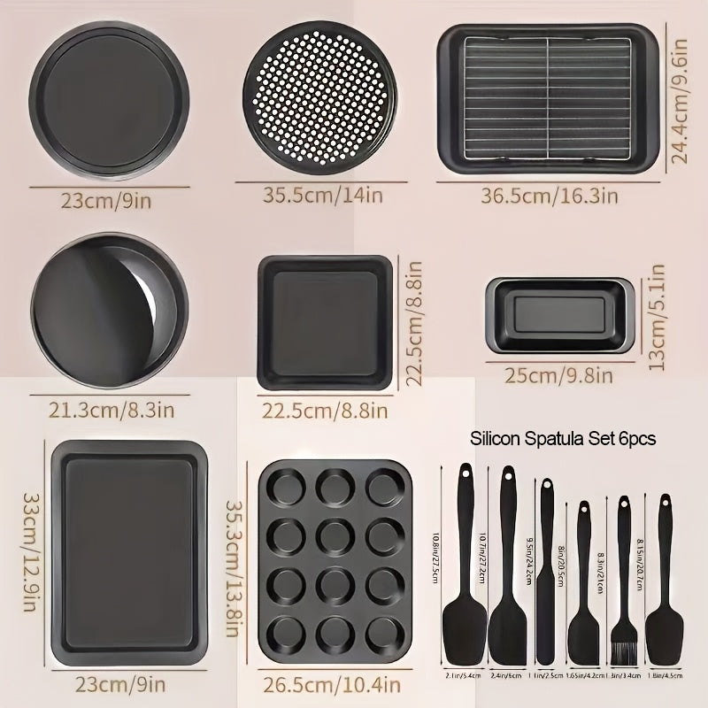 Bakeware Sets, Baking Pans Set, Nonstick Oven Pan for Kitchen, 2/6/14/15pcs Including Rack, Cookie Sheet, Cake Pans, Loaf Pan, Muffin Pan, Pizza Pan
