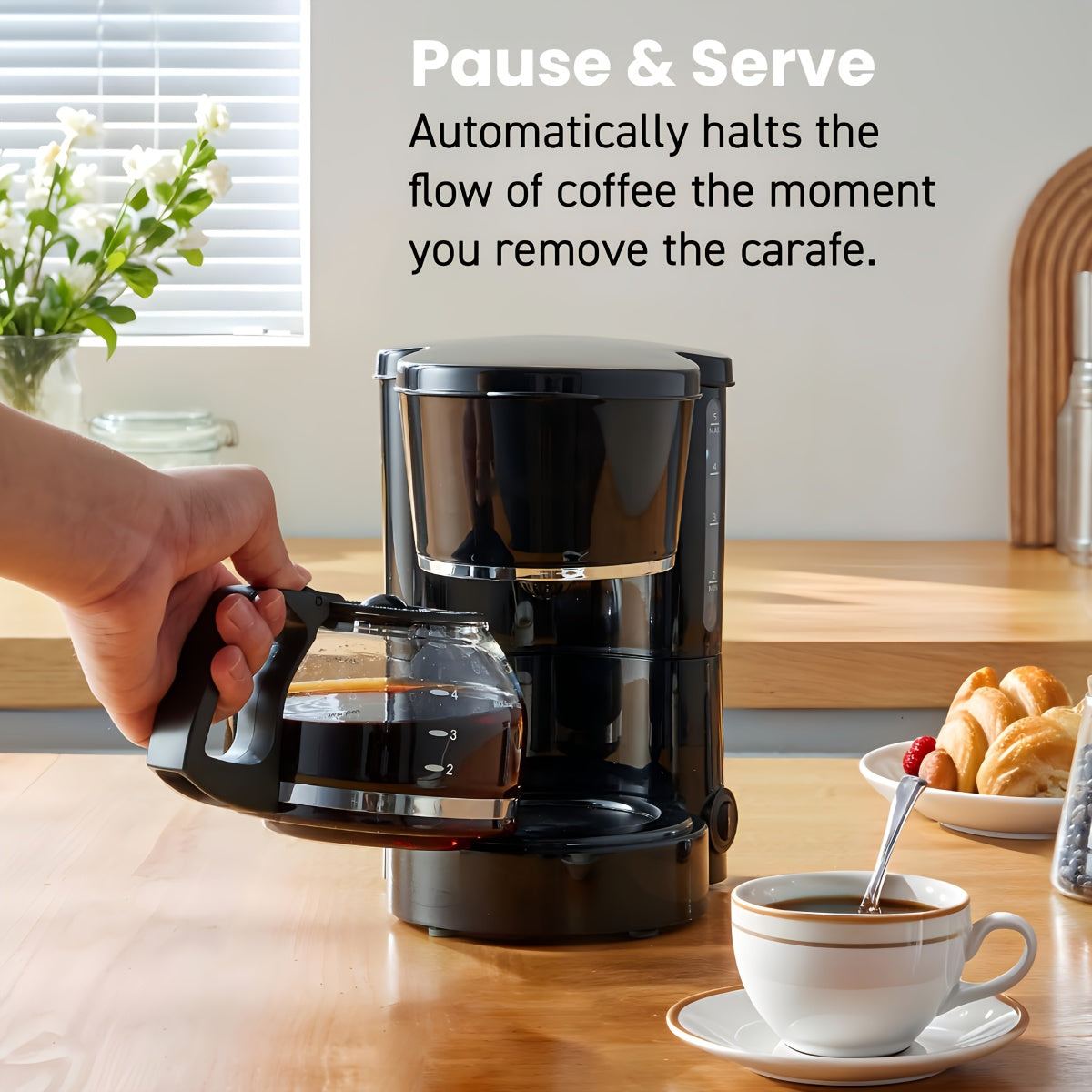 Coffee Maker, 5 Cups Drip Coffee Maker, Integrated Heating And Insulation, Fast Heating, Automatic Shut-Off, Drip Coffee Machine, Coffee Maker Machine, Drip Coffee Maker, Coffee Bar Additions, Kitchen Accessorles