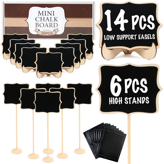 20PCS Elegant Mini Chalkboard Signs with Easel Stand - Perfect for Weddings, Parties, and Events - Includes Table Numbers, Food Signs, and Message Board