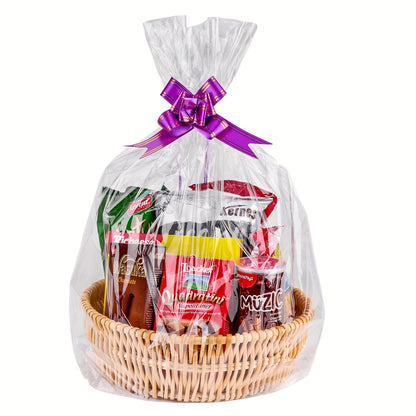50pcs Large Cellophane Bags for Gift Basket Transparent Cellophane Wrap Bags for Christmas Gift Packaging