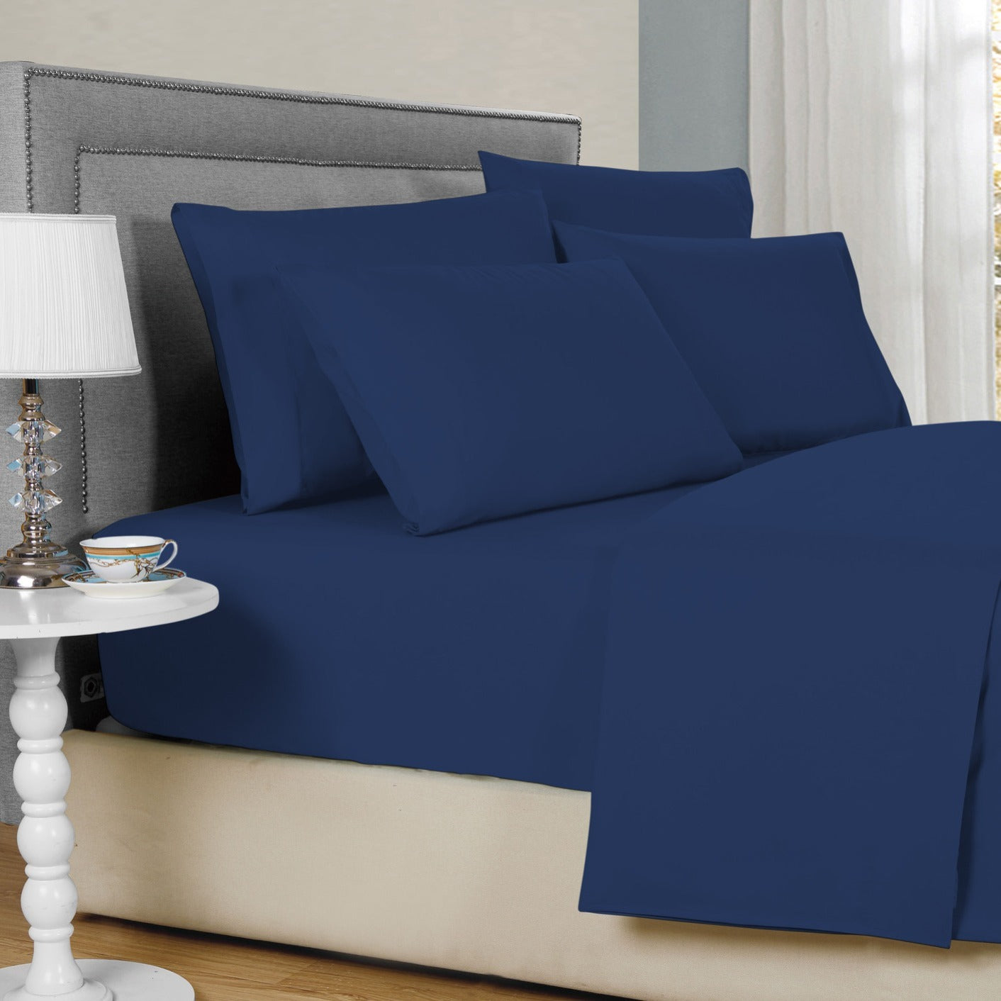 Bibb Home 2000 Thread Count 6 Piece Bamboo Sheet Set – Summer Satin Cooling, Deep Pocket, 6-Pc Egyptian Luxury, Bonus Pillowcases