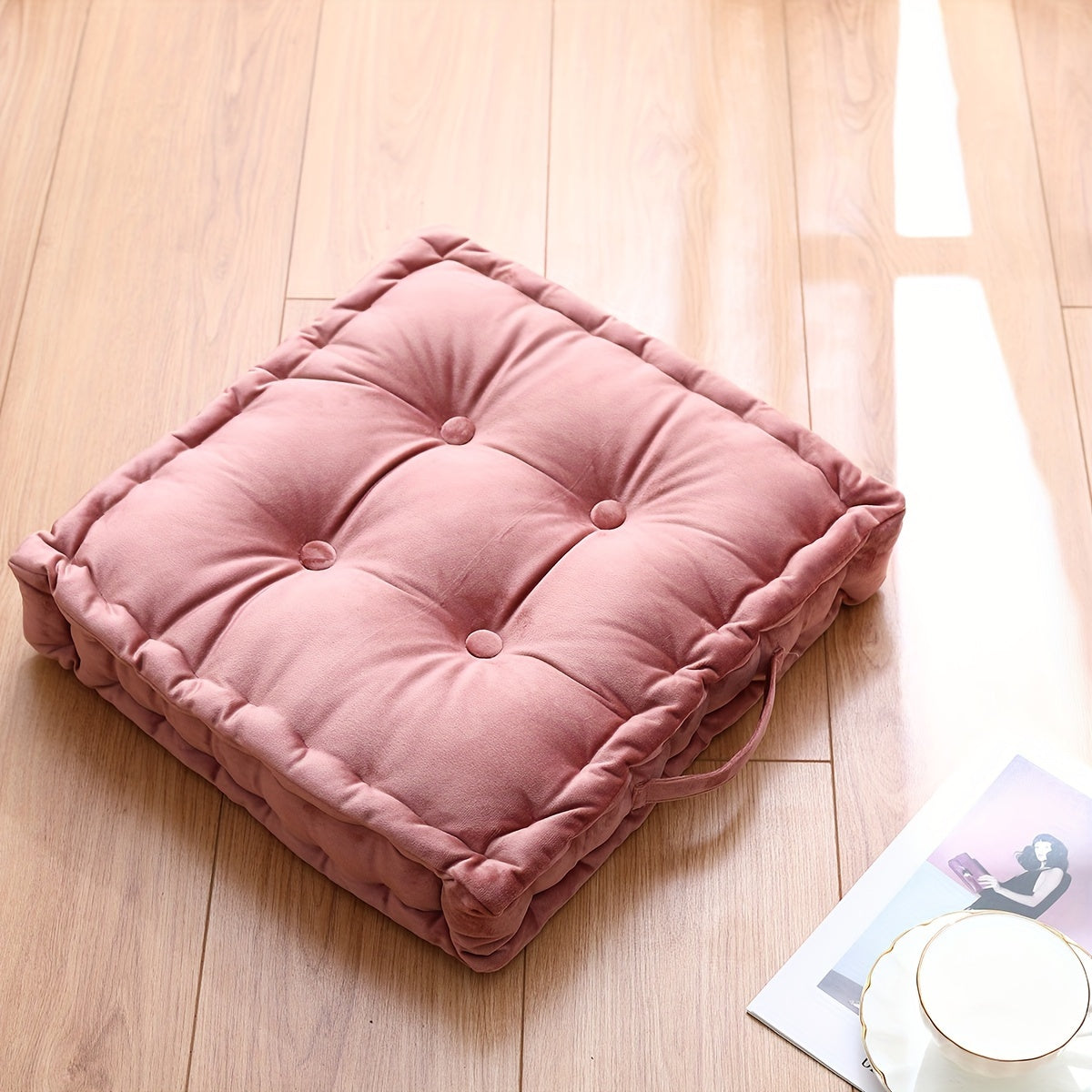 1pc Square Flannel Futon Mat Thickened for All Seasons, Chair and Stool Mat, Cushion, Steamed Bun Seat Mat, Futon Meditation Mat, Decorative Ornament, Bay Window Pillow