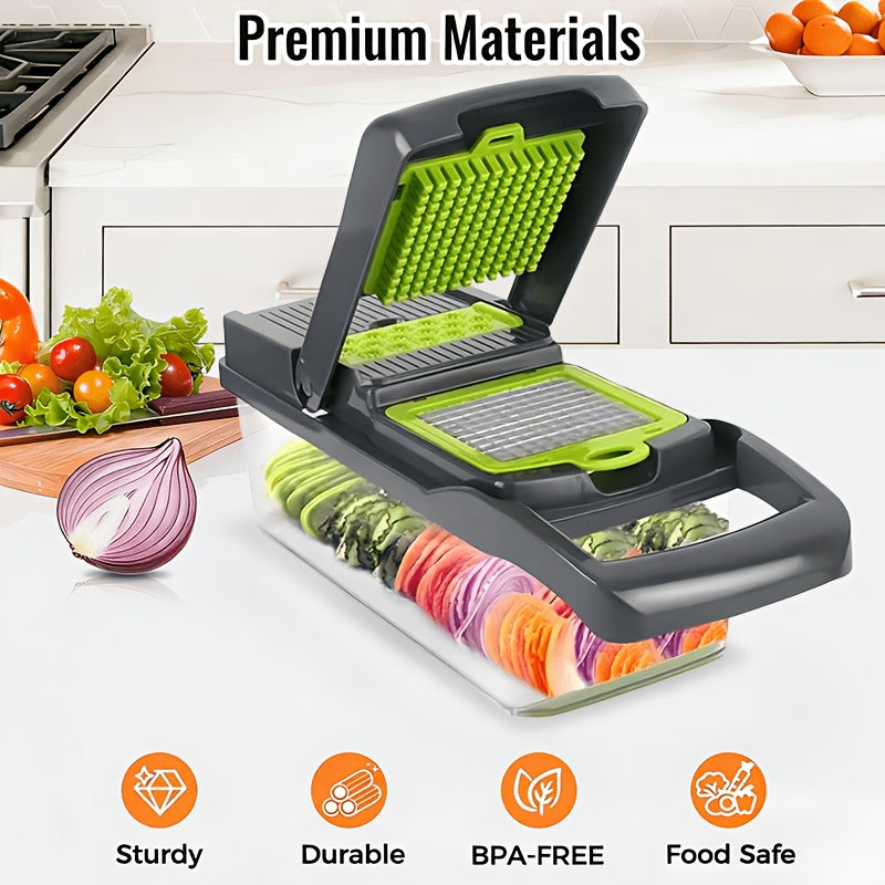 Food Chopper, Vegetable Chopper, Vegetable Slicer, 18-in-1/9-in-1, 8 Stainless Steel Blades, Food-grade, Easy to Store, for Onions, Carrots, Home Cooking, Kitchen Gift