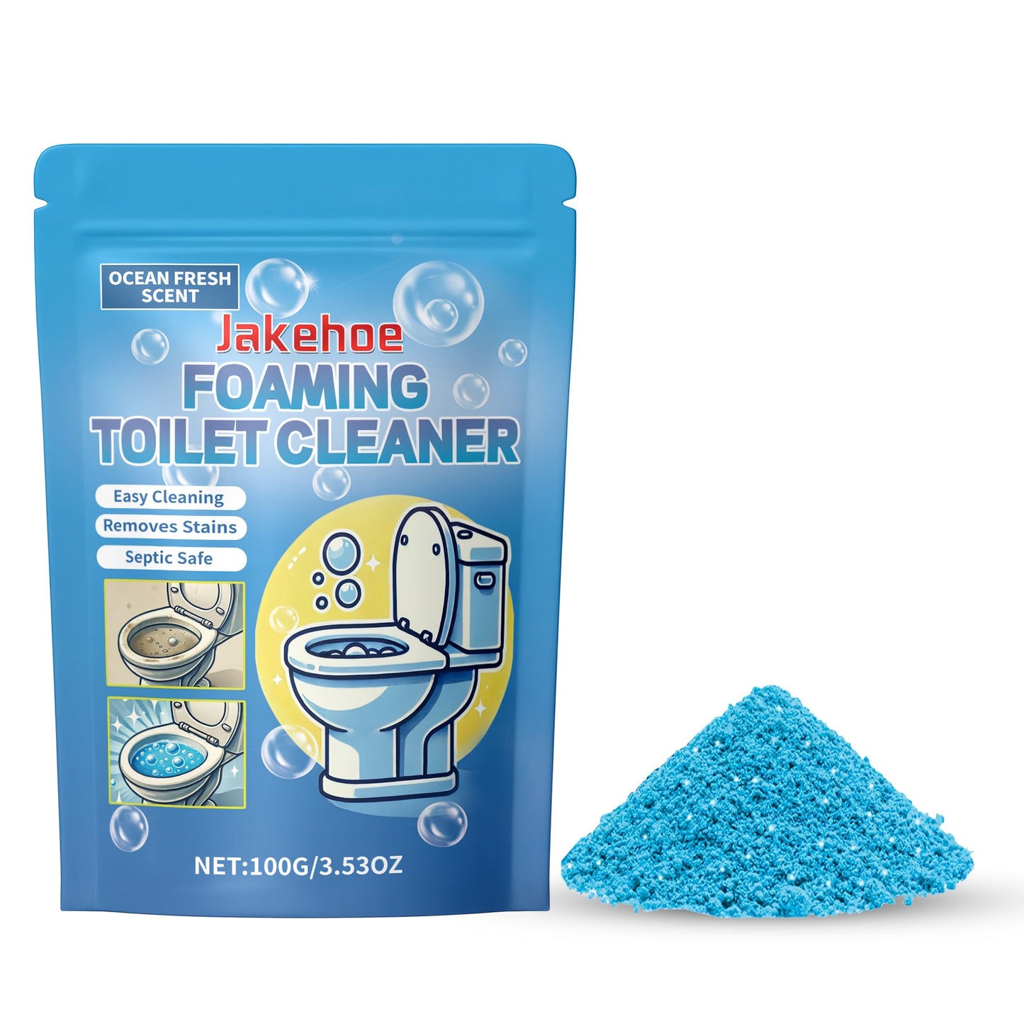 Blue Foam Toilet Cleaning Powder, Toilet Cleaning Foam, Odor Removal, Yellow Dirt Glaze Care, Rich Foam Easily Dissolves Stubborn Stains, Deodorizes, Keeps The Smell Fresh, Unclogs Pipes, Easy to Use, Air Freshener, Bathroom Cleaning Sheet,