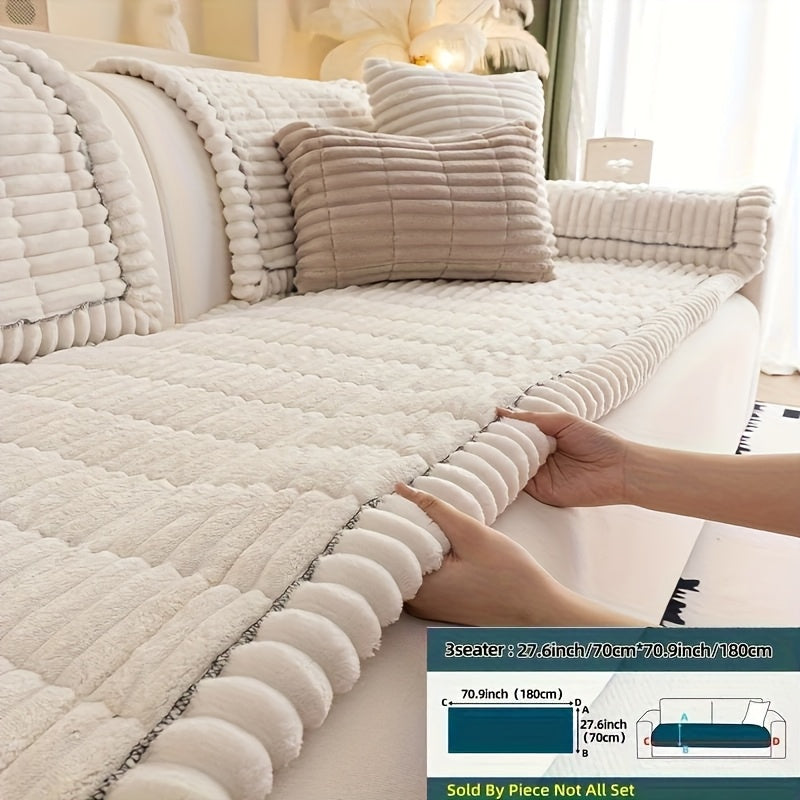 1pc Plush And Comfortable New Sofa Cushion, Washable, Easy to Install And Disassemble, Suitable for Home Protection Decorations Of Various Sofas | Wavy Edge Design | Soft And Sticky Velvet Texture