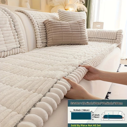 1pc Plush And Comfortable New Sofa Cushion, Washable, Easy to Install And Disassemble, Suitable for Home Protection Decorations Of Various Sofas | Wavy Edge Design | Soft And Sticky Velvet Texture