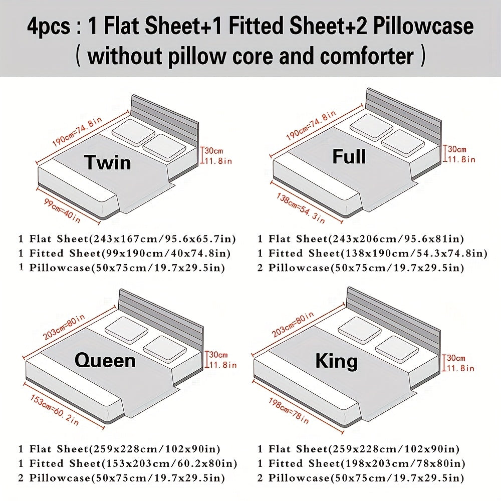 4pcs 2200TC Cooling Bamboo Bed Sheet Set Summer Chill Collection-16" Deep Pocket - Silky Soft Luxury Bedding W/ Flat Sheet, Fitted Sheet & Pillowcases (Beat The Hea Stay Cool All Night) Queen Size Sheet Set Breathable Sheets Sets Queen Size Gifts