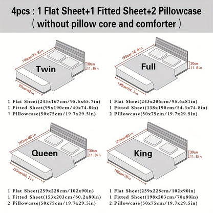 4pcs 2200TC Cooling Bamboo Bed Sheet Set Summer Chill Collection-16" Deep Pocket - Silky Soft Luxury Bedding W/ Flat Sheet, Fitted Sheet & Pillowcases (Beat The Hea Stay Cool All Night) Queen Size Sheet Set Breathable Sheets Sets Queen Size Gifts