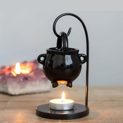 Hanging Incense Holder Essential Oil Warmer, Black Ceramic Wax Melter, Diffuser Tealight Holder - Ideal for Yoga, Meditation, And Spa - Witch-Style Home Decor, Candle-Free - Thanksgiving Gift Christmas Gift