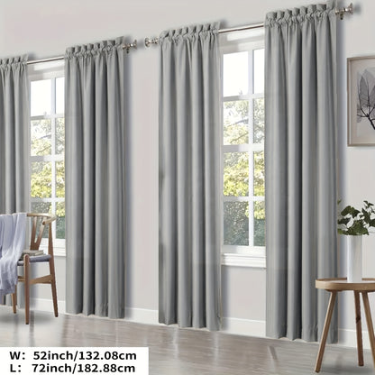 YOULEYAR 4 Panel Modern Blackout Thermal Insulated Energy Saving Curtain Drapes - Blocking Thermal, Solid Color Panels Suitable for Bedroom, Living Room, - Rod Pocket, Year-Round Use