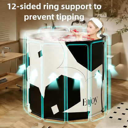 Adult Hot Tub, & Cold Soaking Tub, Foldable Full Body Bath Barrel For Home, Multi-use Storage Bucket With Non-slip Base, Durable Odorless Space-saving, Portable For Travel & Small Spaces, Ideal Holiday Gift, Essential Bathroom Accessory