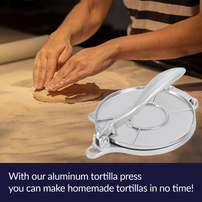 [Aluminum Tortilla Press] 6.5 Inch Tortilla Press, Tortilladora Press, Aluminum Tortilla Press, Flour Tortilla Press, Rotis Press, Quesadilla Press, Taco Maker