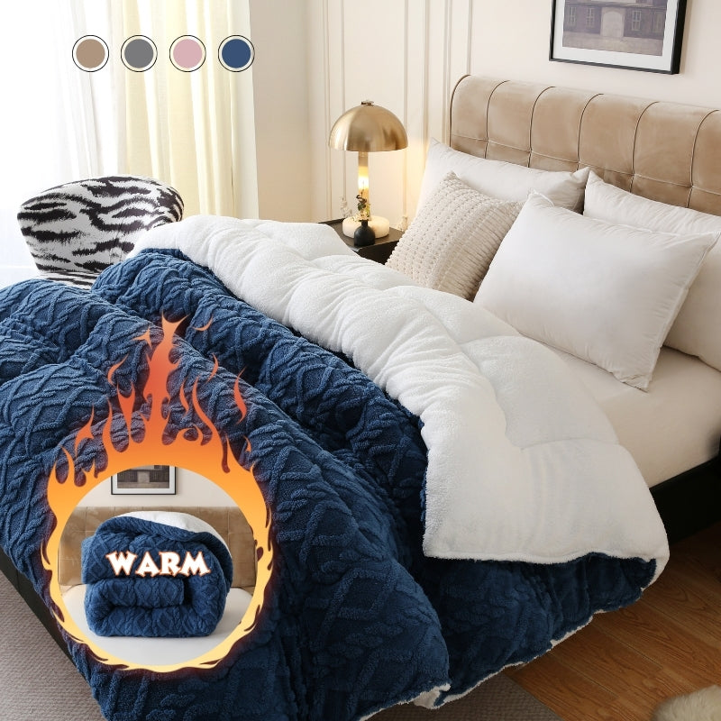 1pc Luxurious Plush Taffeta Comforter, Extra Thick And Soft Plush , Double-sided Thick, 500gsm Filling Heavy-Duty Extra Thick Warm For Autumn And Winter, Gift, Home Decor, Queen/King