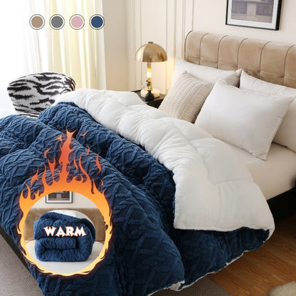 1pc Luxurious Plush Taffeta Comforter, Extra Thick And Soft Plush , Double-sided Thick, 500gsm Filling Heavy-Duty Extra Thick Warm For Autumn And Winter, Gift, Home Decor, Queen/King