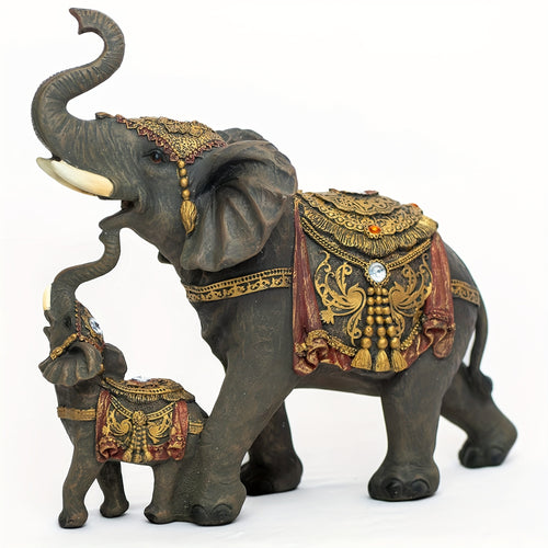 Mama And Baby Elephant Statue Figurines for Home Decor Trunk Facing Upwards Lucky Figurine for Home/Office Desk Decorations Good Luck Ornaments Statues Elephant Gifts Set for Women