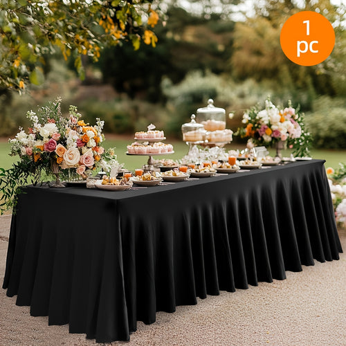 1pc/4pcs Table Skirt, Kitchen Spandex Black/White Table Skirt for Rectangle Tables 6ft, Table Covers for 6 Foot Tables, Washable And Wrinkle Resistant Stretch Rectangular Patio Table Cover for Event, Wedding, Banquet