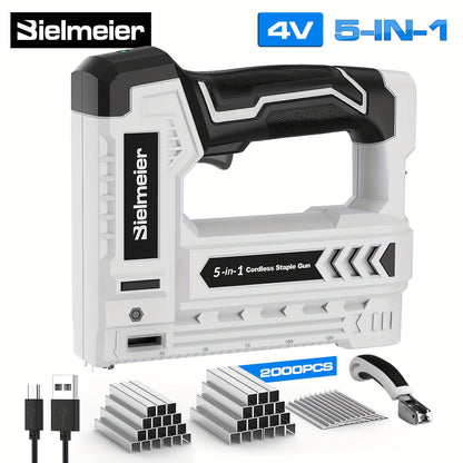 Bielmeier 20V/4V Cordless 2-in-1 Stapler/Nailer, Brad Nailer Without Compressor And Cord, Lightweight Design, with Safety Striker Guard, Battery&Charger, 1600/2000 Nails And Staples, for Carpentry And Upholstery & Perfect Gifts for DIYers