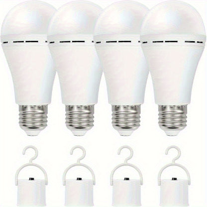 Emergency Light Bulb for Power Outages 2000mAh Rechargeable LED 6000K with Backup Battery – Auto-On Failure Detection, Hangable Emergency Lighting for Home Camping Power Failure, 4 8 12 Pack