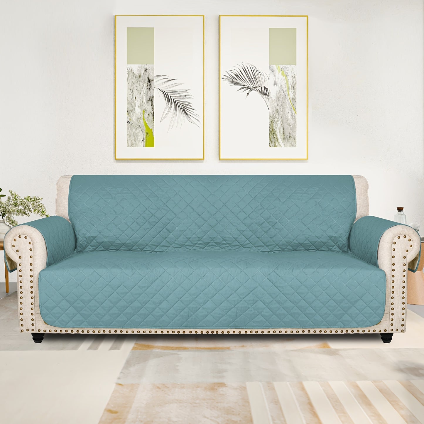 Universal Fit Sofa Slipcover Protector , Washable, Recliner & Loveseat Compatible, Elastic Strap, Pet-Friendly, Easy-On Design For 3, 4 Seater Sofas In Living Room.