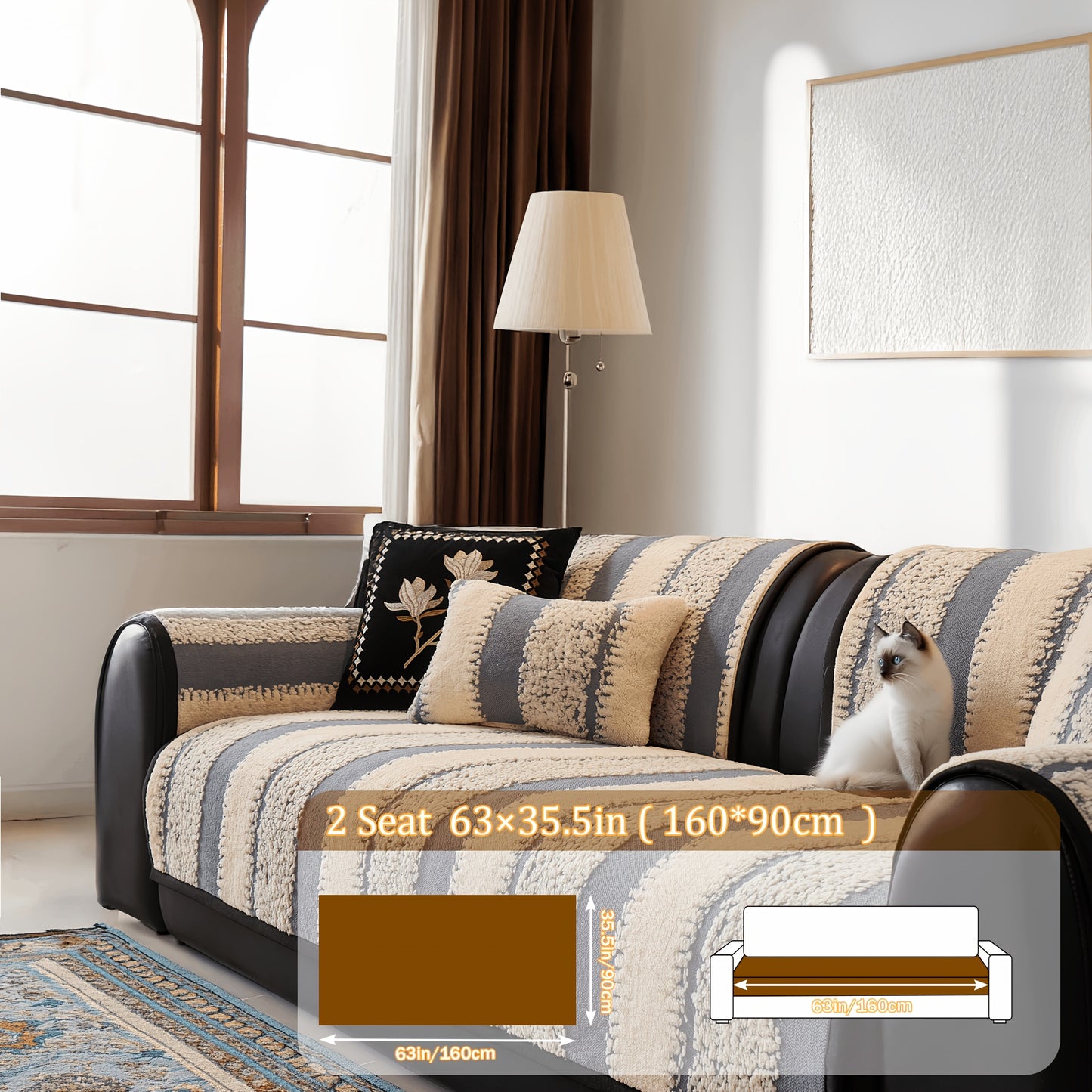 Soft Couch Cover Washable, Non Slip Durable Plush Sectional Sofa Covers for 2/3/4 Cushion Couch Sofa L Sharped Modern Sofa Slipcover, Furniture Protector for Pets, Cats, Dogs, Hickened Sofa Cover, Warm Sitting Pad for Any Seasons, Black, Grey, Brown