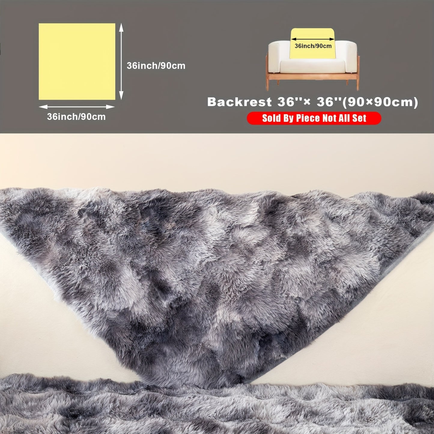 Faux Sofa Cover, Modern Gradual Change Lamb, Thick Fluff, Pet Friendly, Polyester Fiber, Machine Washable, No Printing, Dye Printing, 450-500g Fabric, Suitable for Single, Double, Triple and Combination Sofas