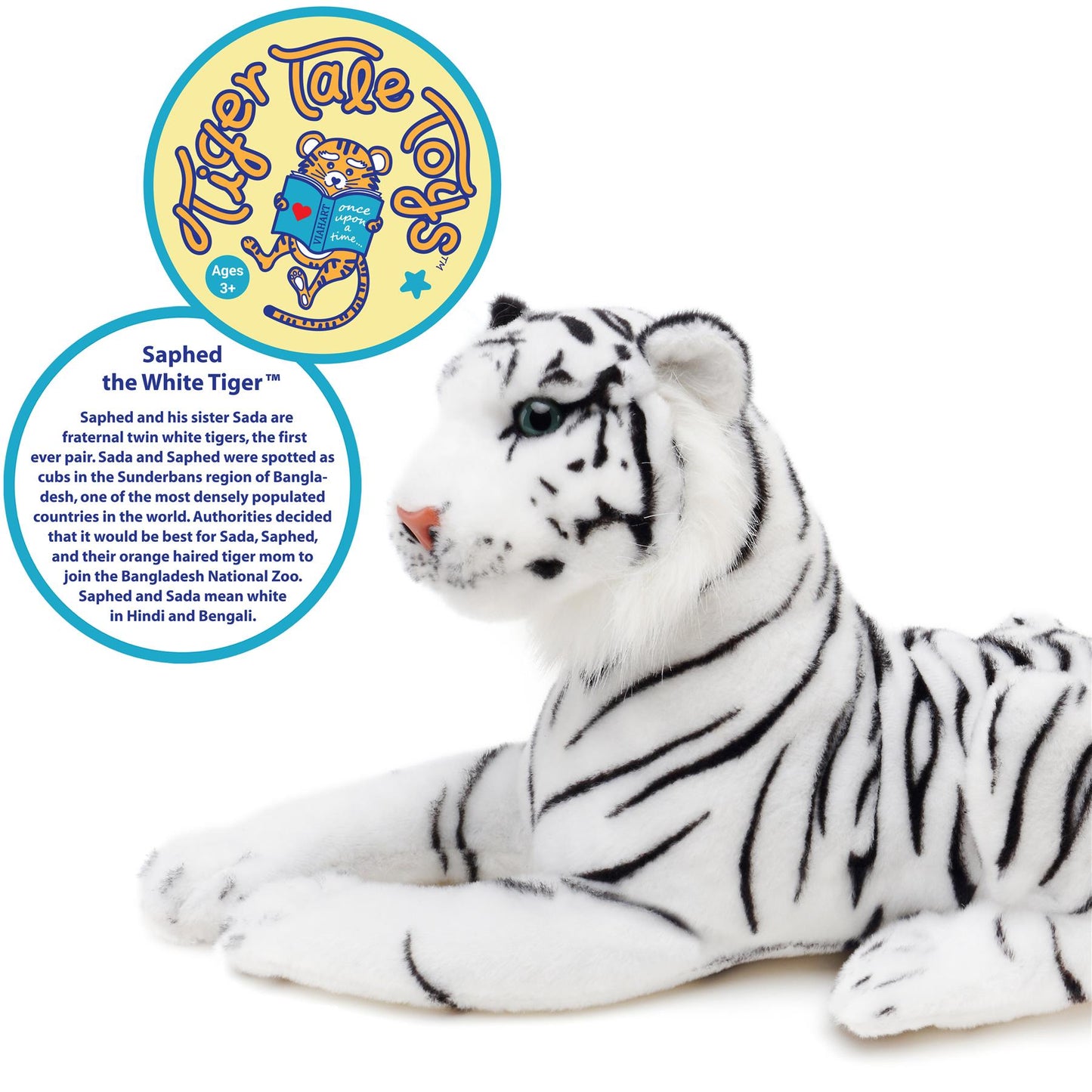 Saphed The White Tiger - 17 Inch Stuffed Animal Plush - By Viahart