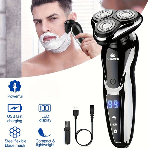 Cordless Electric Shaver for Men with a Rechargeable Battery, Featuring a 3D Floating Cutter Head And an LED Display, Perfect As a Valentine'S Day Gift for Boyfriends