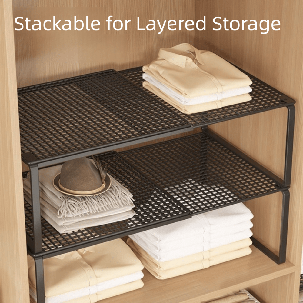 Metal Storage Rack Adjustable Expandable Shelving Unit for Kitchen Bedroom Wardrobe Closet Organization Heavy Duty Stackable Metal Shelf