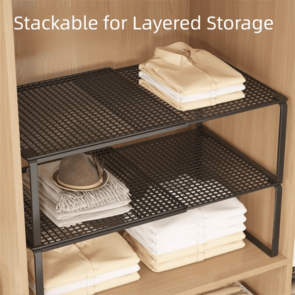 Metal Storage Rack Adjustable Expandable Shelving Unit for Kitchen Bedroom Wardrobe Closet Organization Heavy Duty Stackable Metal Shelf