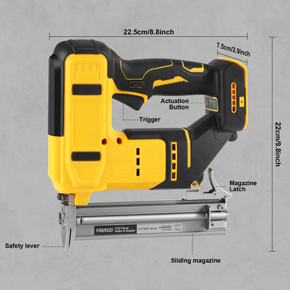 2-In-1 Cordless Brad Nailer And Stapler, Compatible with DEWALT 20V MAX Battery, Brushless Heavy-Duty, Safety Lock, 1-3/16" Nails And 7/8" Staples, Ideal for Flooring And Trim (Tool Solely, NO Battery)
