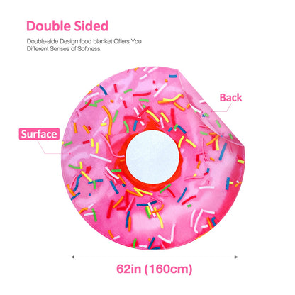 3 Styles Cozy And Stylish Flannel Throw Blanket with Realistic Food Print - Fun Burrito, Pizza, Donuts Design, Digital Print Foodie Throw, All-Season Lightweight Throw Blanket for Couch, Sofa, Office, Bed, Camping, And Travel