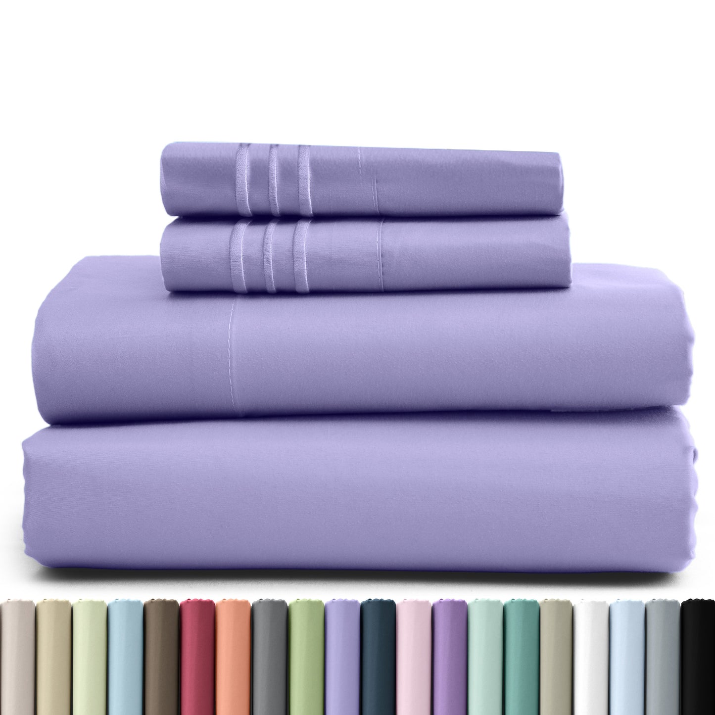 Hannah Bedding 4 Pieces Solid Colors Bed Sheets - 1800 Series Brushed Sheet Set With Pillowcases, Deep Pocket Bedding Set For Ultimate Comfort - Lightweight And Breathable Cooling Sheet Set - 16 Inches Deep Pocket