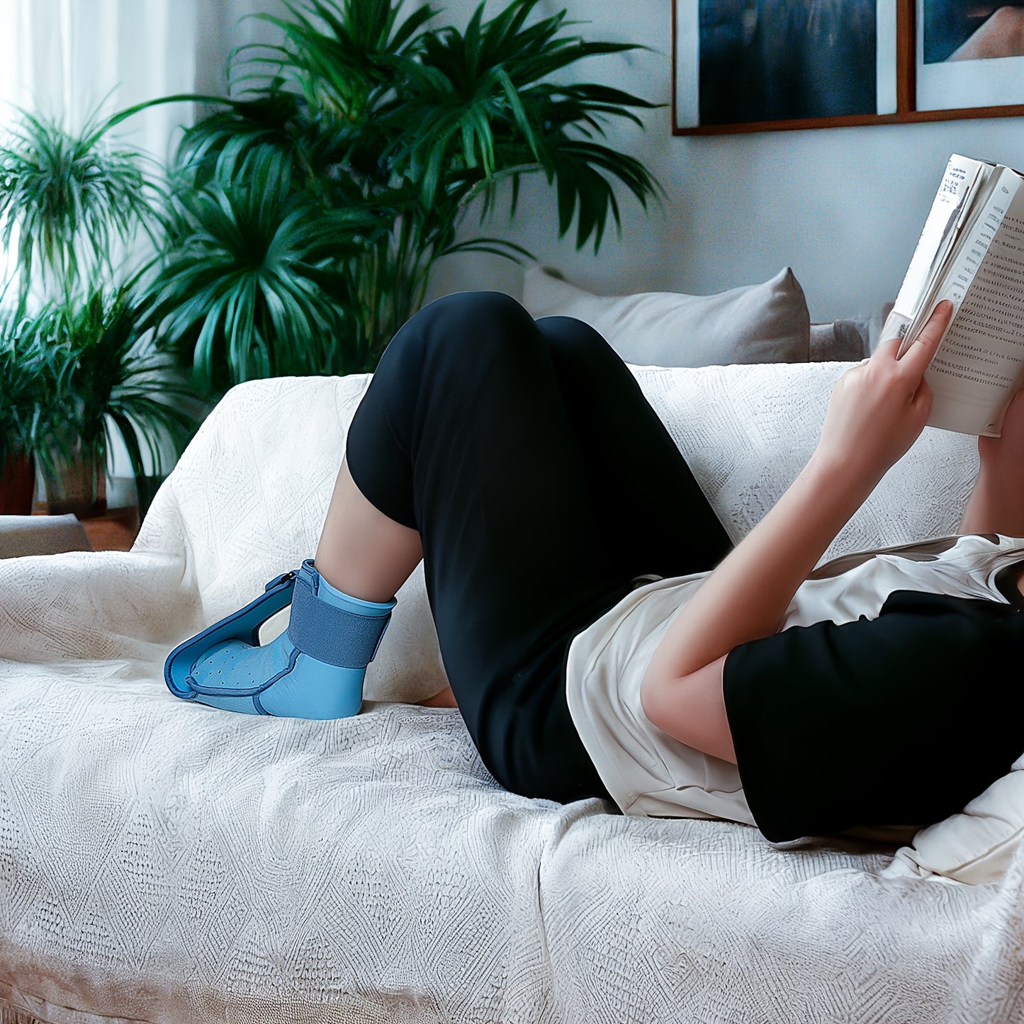 Breathable Night Splint with Detachable Gel Ice Pack - Lightweight Ankle Support