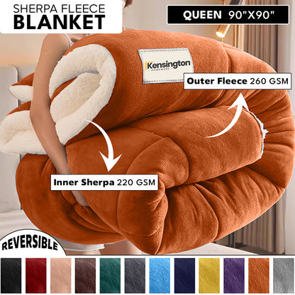 480GSM Heavy Sherpa Fleece Blanket – Double-Sided Warm Throw for Couch, Bed, Office and Travel, Reversible All Season Comfort, Room & Sofa Decoration, Holiday Gift, Sofa Blankets