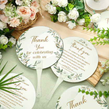 100pcs Bulk Wedding & Party Wedding Favor Fans - Bulk Plastic Handheld Greenery & Blowing Fans with Handle for Ceremony, Bridal Shower, for guests - Elegant Wedding, Lightweight Cooling Fans for Hot Events (Plastic)