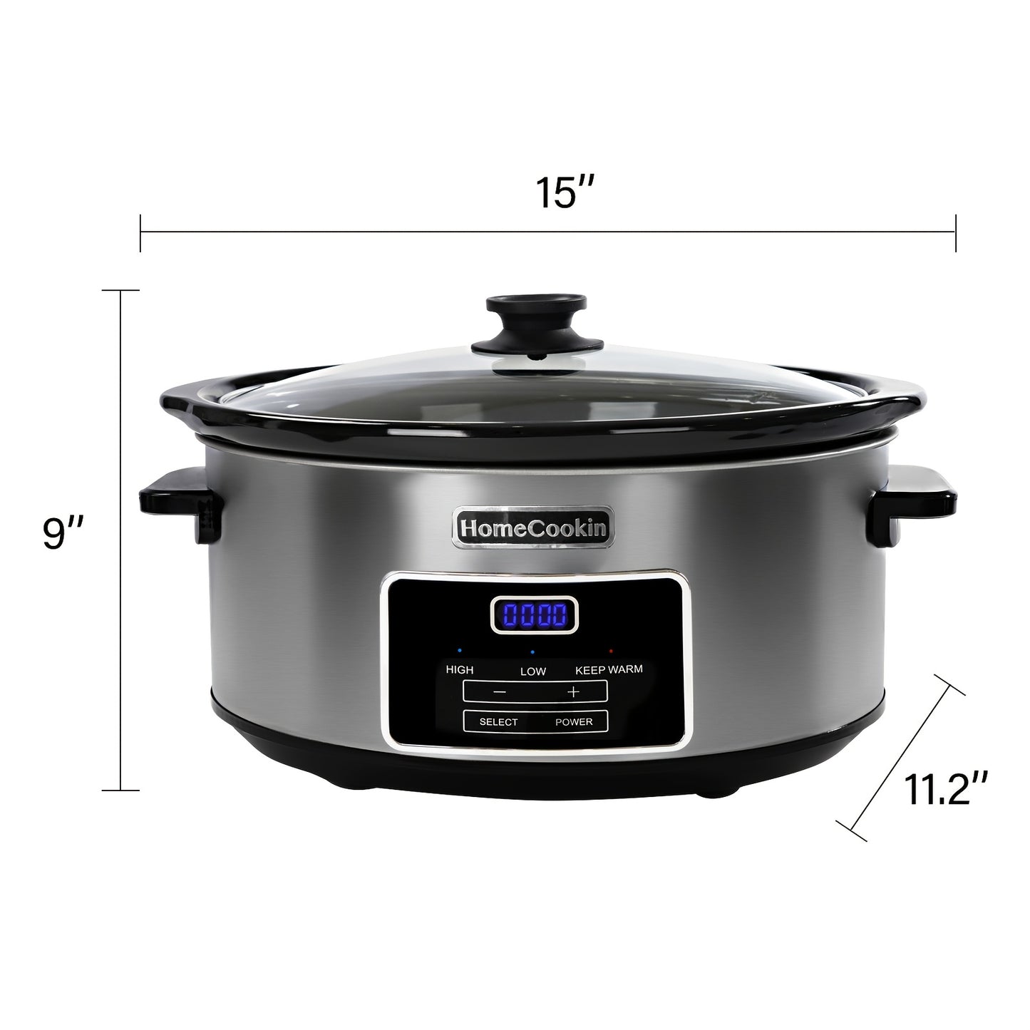 Homecookin Digital Slow Cooker with Non-Stick Ceramic Bowl - Programmable Countdown Timer & Keep Warm Function, Perfect for Family Meals, Soups, Stews, Holiday Cooking, House Party