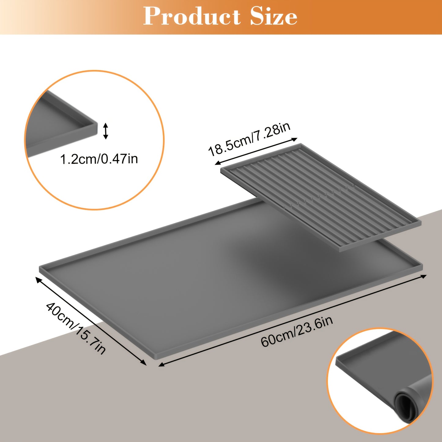 Silicone Coffee Mat with Raised Edges, 2in 1 Coffee Bar Mat for Countertops, Coffee Bar Accessories Fit Under Coffee Maker Espresso Machine, Dish Drying Mat (Black, 23.6'' X 15.7'') Dish Drying Mats