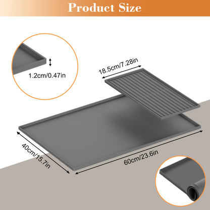 Silicone Coffee Mat with Raised Edges, 2in 1 Coffee Bar Mat for Countertops, Coffee Bar Accessories Fit Under Coffee Maker Espresso Machine, Dish Drying Mat (Black, 23.6'' X 15.7'') Dish Drying Mats