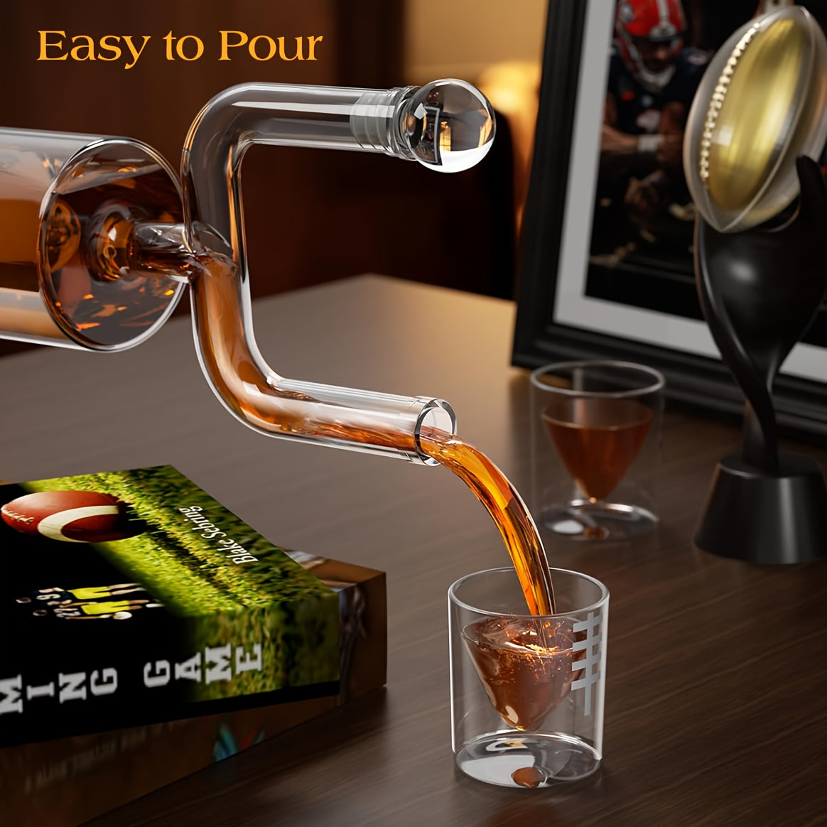 Football Gifts, Fantasy Football Trophy Gifts, Kollea 28oz Football Whiskey Decanter Set with Two 3.8oz Glasses, Father's Day Mother's Day Cool Anniversary Birthday Gift for Men Dad Husband Him, Kitchen & Bar Accessories