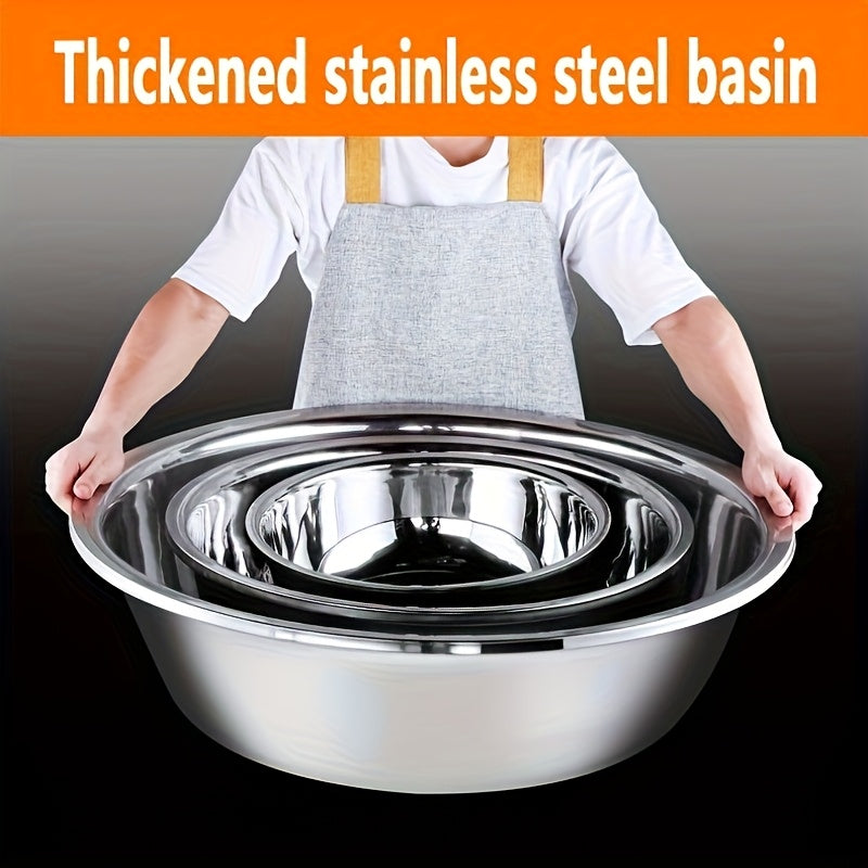 16 Inch Stainless Steel Mixing Bowl with Footed Design - Rust-Resistant Large Salad Bowl, Vegetable & Fruit Washing Basin, Dish Pan & Soaking Tub for Home Kitchen, Easy to Clean, Durable Kitchenware, Bowls for Kitchen father gift