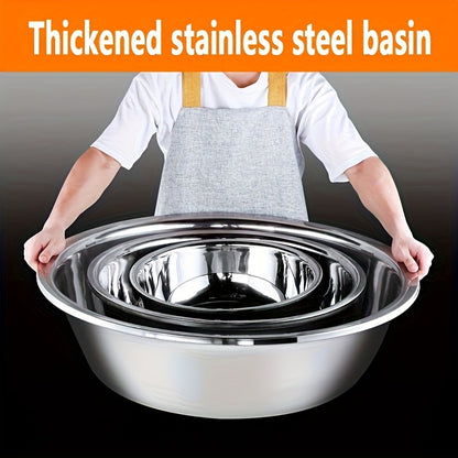 16 Inch Stainless Steel Mixing Bowl with Footed Design - Rust-Resistant Large Salad Bowl, Vegetable & Fruit Washing Basin, Dish Pan & Soaking Tub for Home Kitchen, Easy to Clean, Durable Kitchenware, Bowls for Kitchen father gift